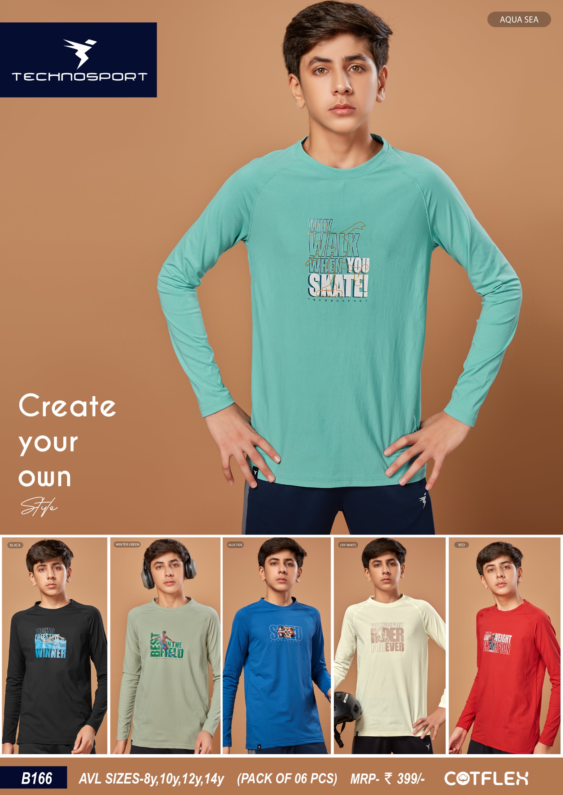 B166 ASSORTED BOYS TECHNOSPORT CREW NECK F/S (08Y) - Image 1