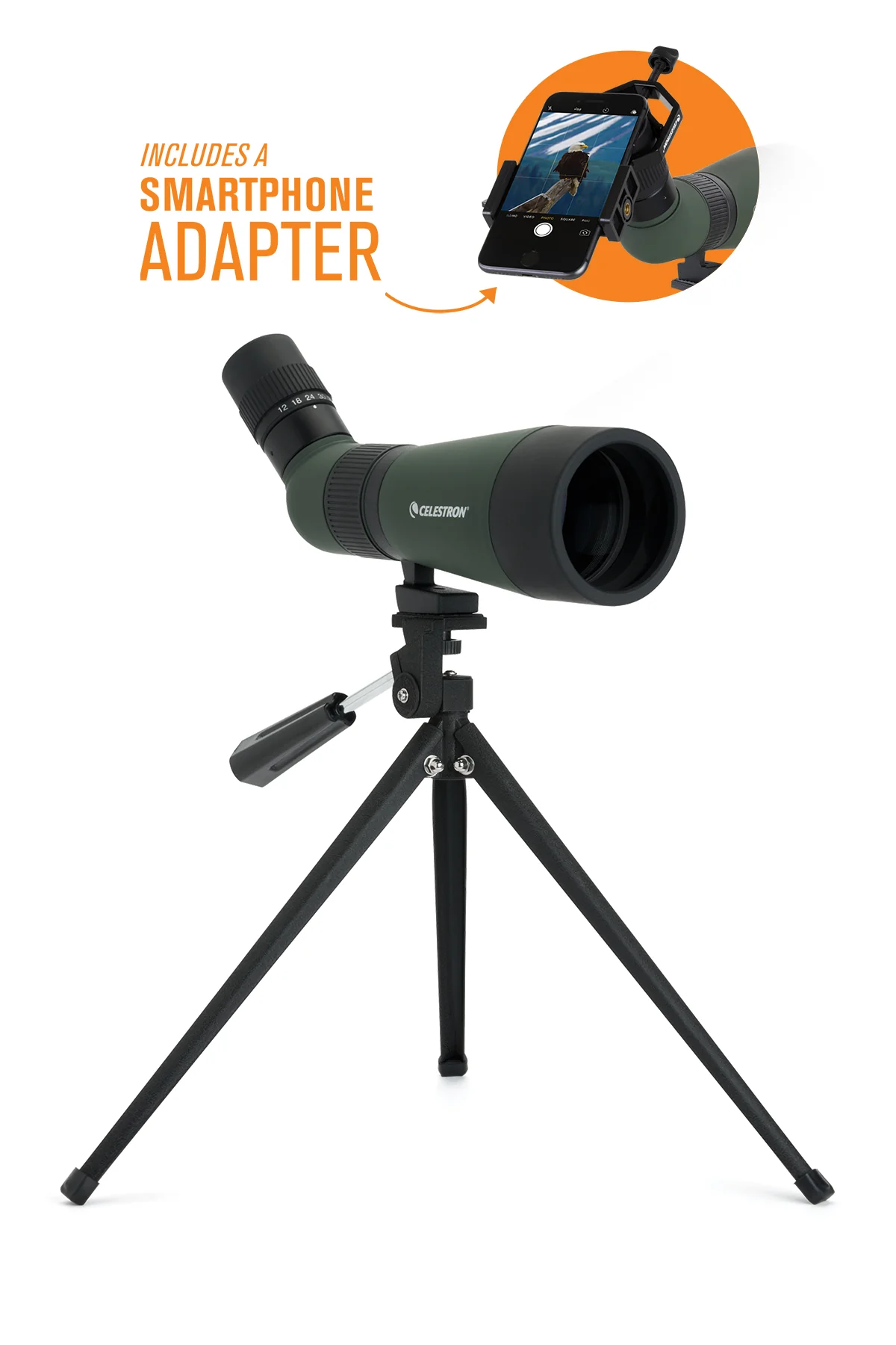 Celestron LandScout 12-36X60mm Spotting Scope with Basic Smartphone Adapter (52422) - Image 1