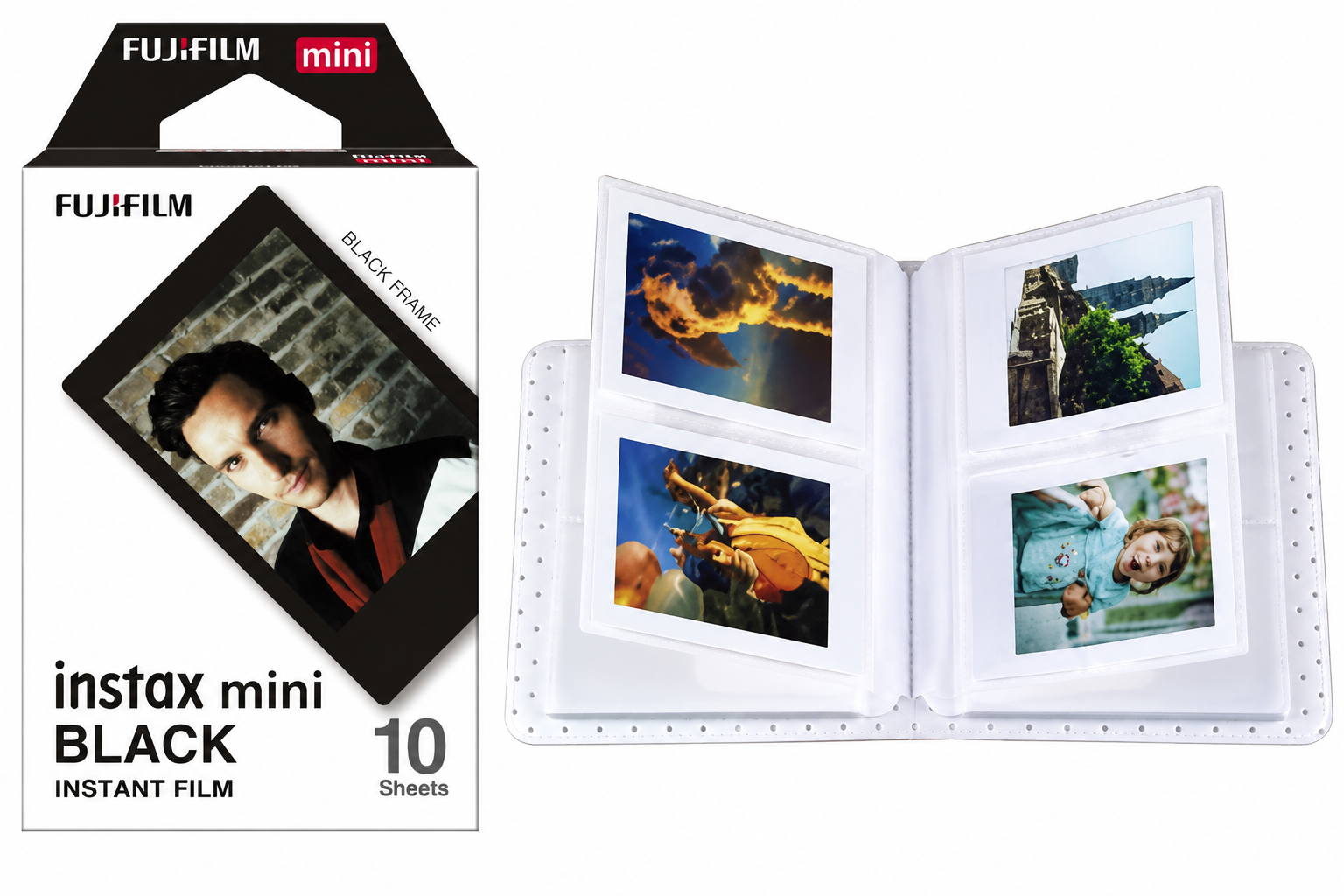 Fujifilm Instax Black Designer Film - 10 Exposures with 64 Pockets Mini Film Photo Album - Image 1