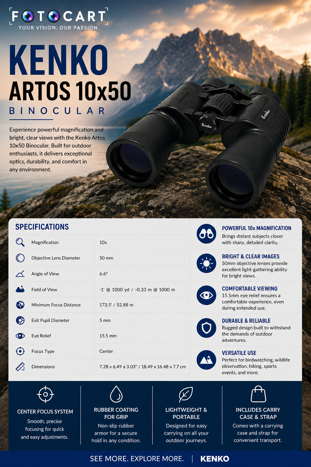 Kenko Artos 10x50 Binocular - Image 9