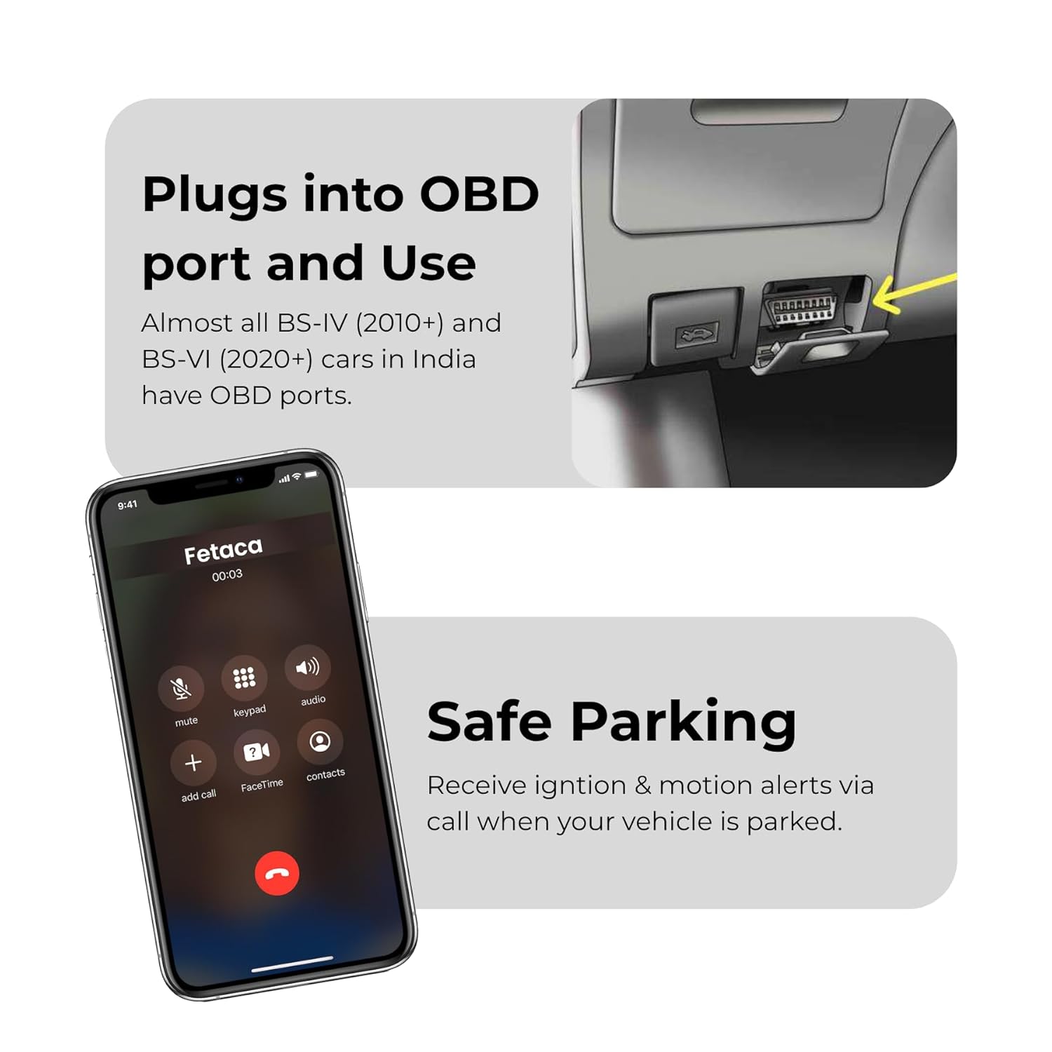 FETACA OBD GPS Tracker for Car Free 4G SIM | 15+ Features | Easy Plug & Play | Real-Time Location, Engine Health, Driving History, Fuel Consumption & Geofence Alerts - Image 3