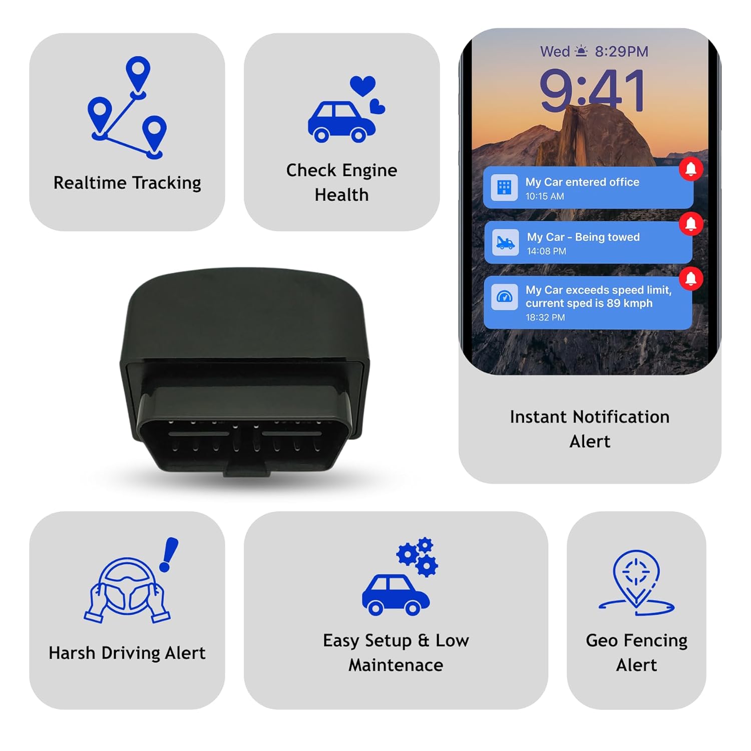 FETACA OBD GPS Tracker for Car Free 4G SIM | 15+ Features | Easy Plug & Play | Real-Time Location, Engine Health, Driving History, Fuel Consumption & Geofence Alerts - Image 2