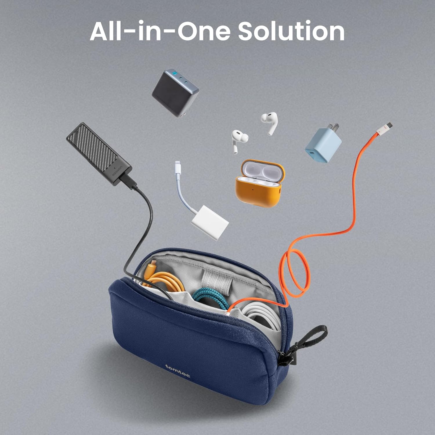 Light-T12 Electronic Accessory Pouch Navy Blue - Image 14