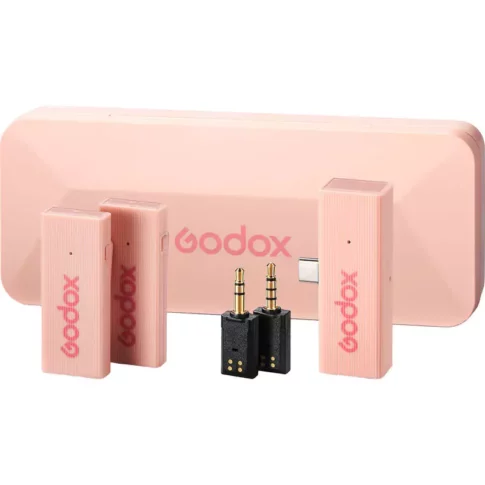 Godox MoveLink Mini UC 2-Person Wireless Microphone System for Cameras & Mobile Devices (2.4 GHz, Cherry Pink) - Image 1