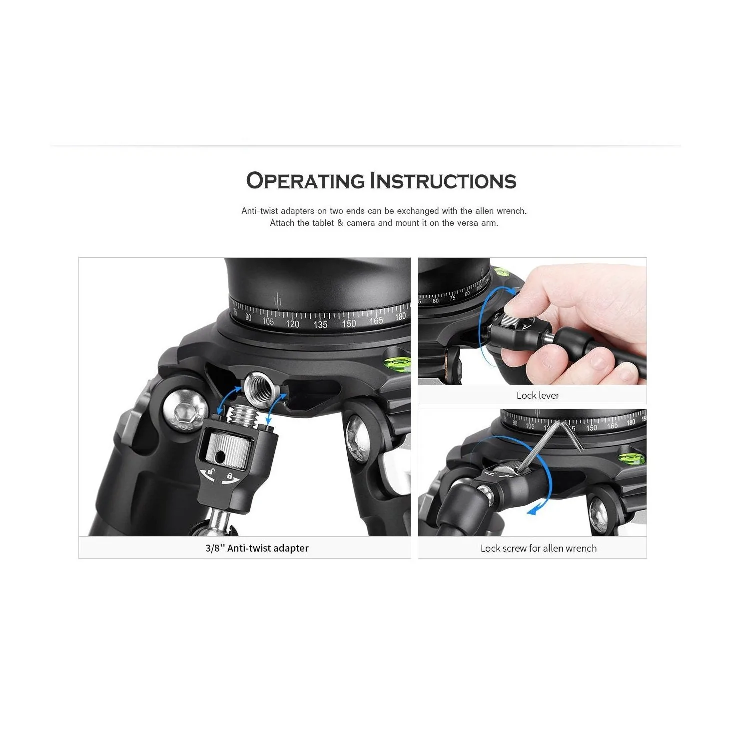 Leofoto AM-3 Magic Arm Kit with 3/8? and 1/4? Threads - Image 2