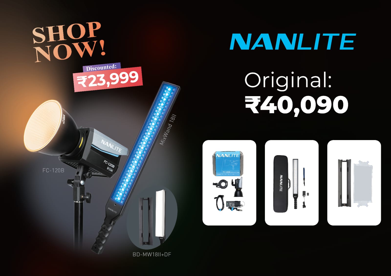 Nanlite FC120B + MixWand18ii Bundle Kit - Image 1