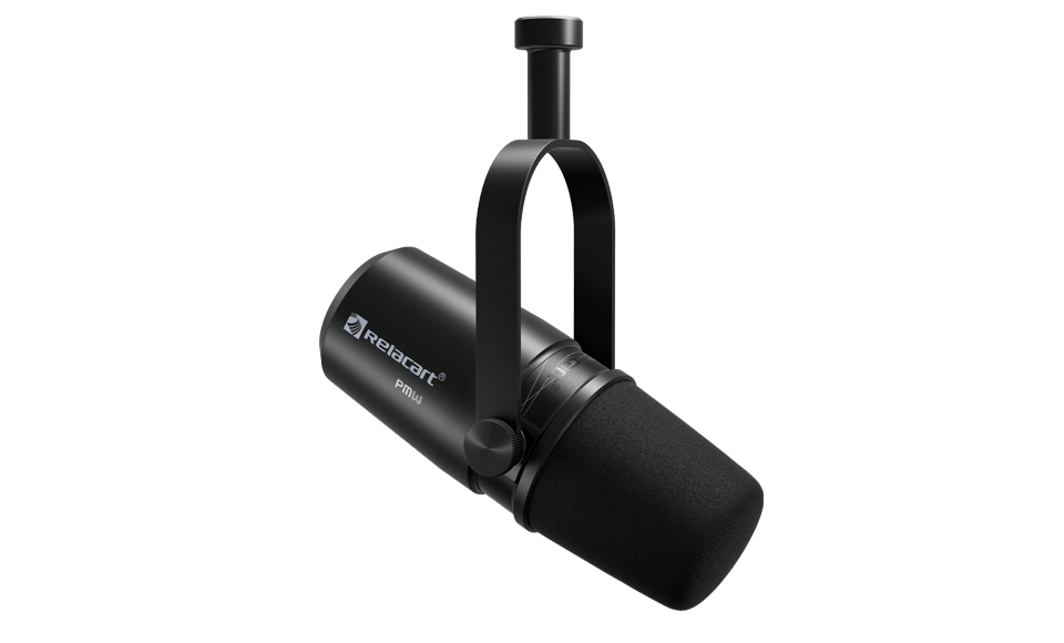 RELACART PM3 Cardioid Dynamic Podcasting Microphone Built-in Preamp - Image 1