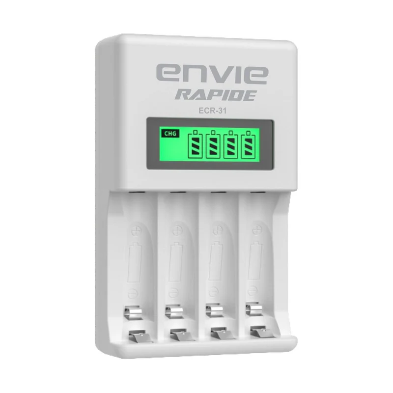 ENVIE (ECR-31) Rapide Ultra Fast Charger for Rechargeable Batteries AA & AAA Ni-mh, with LCD Display, Smart Charge Control System - Image 1
