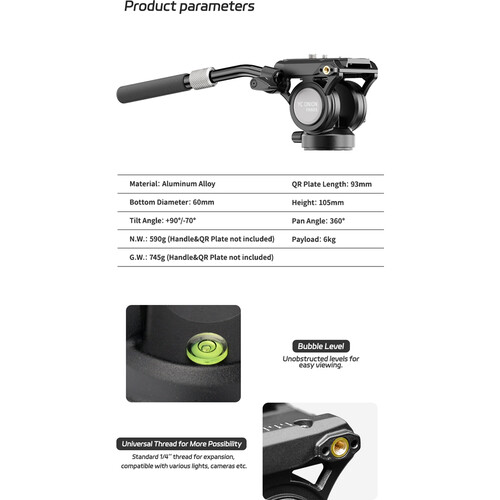 YC Onion Tako Tripod with 52mm Bowl Head & FH60S Fluid Head - Image 8