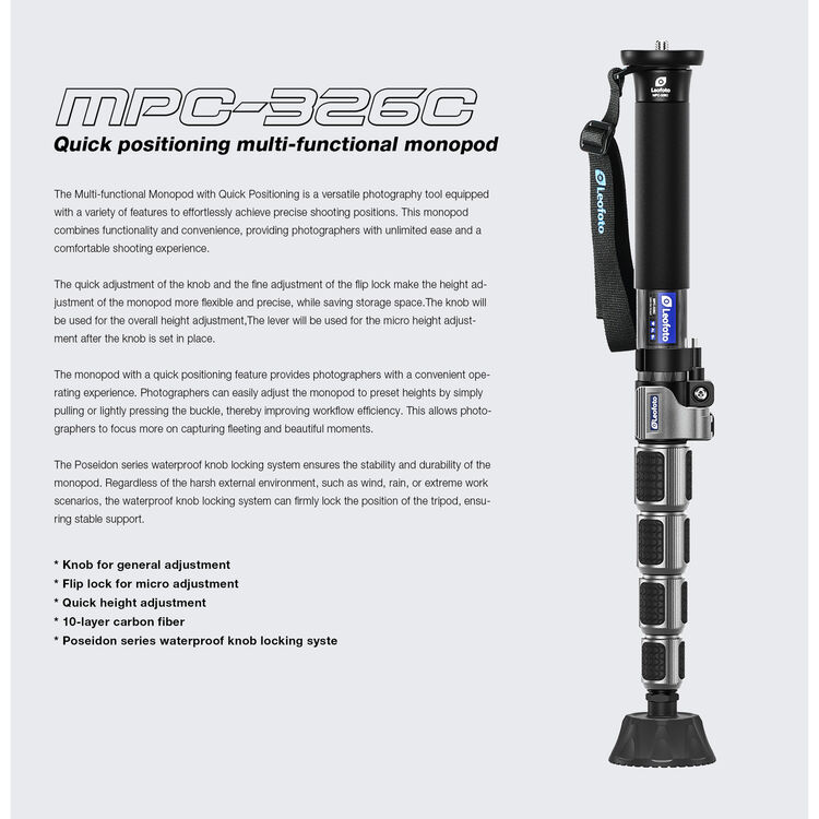 Leofoto MPC-326C 6-Section Carbon Fiber Monopod - Image 9