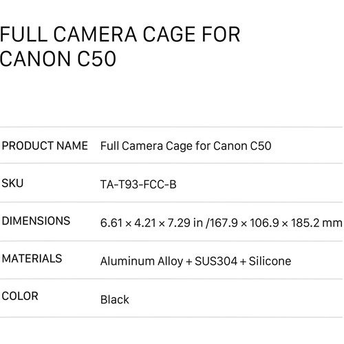 Tilta Full Camera Cage for Canon C50 (Black) - Image 10