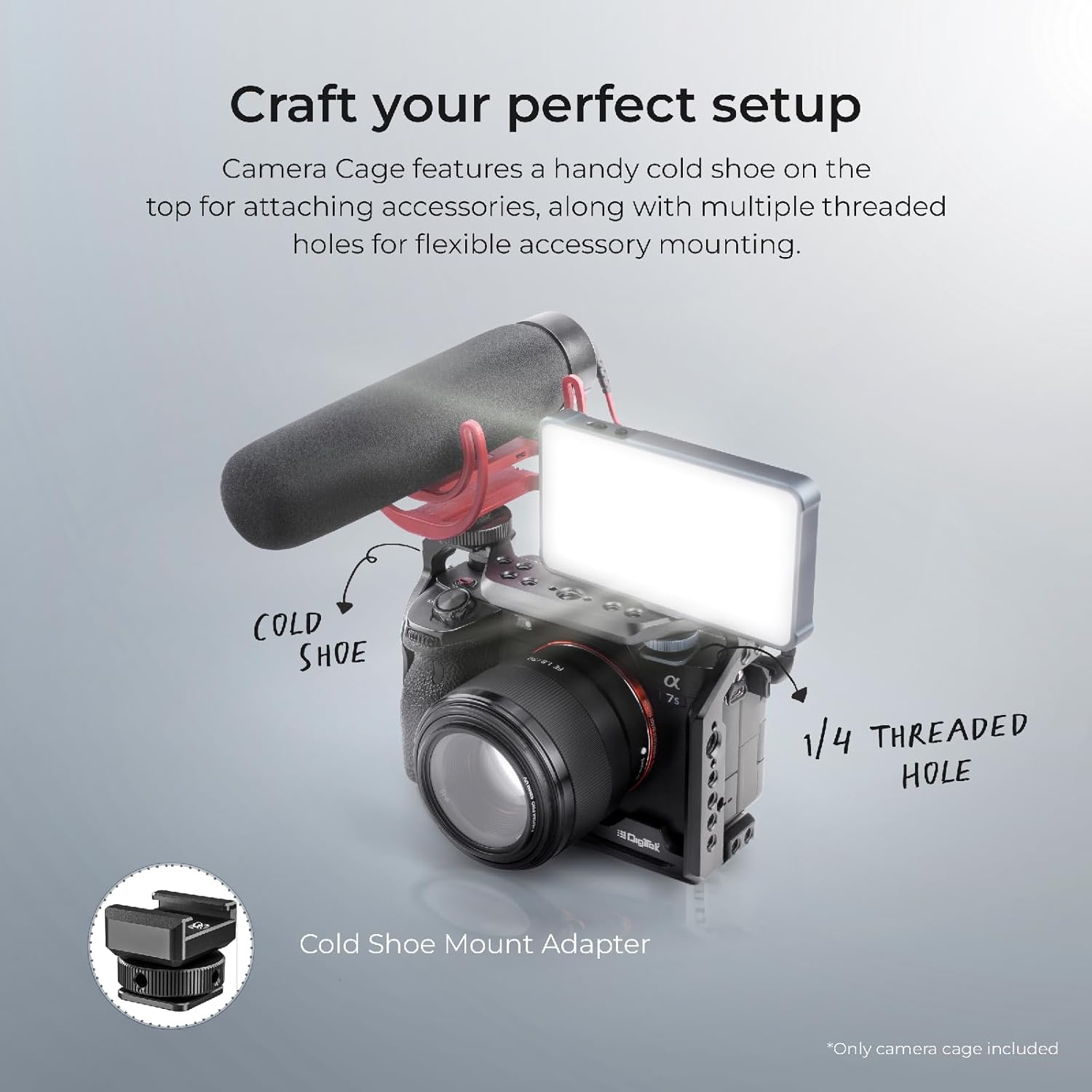 Digitek Professional Cam Cage (S) for Sony A7 M4/R4/R4A/S3/A1 Series Cameras, Lightweight Aluminum Form-Fitted Cage with HDMI Cable Clamp & Quick Tripod Mounting - Image 4