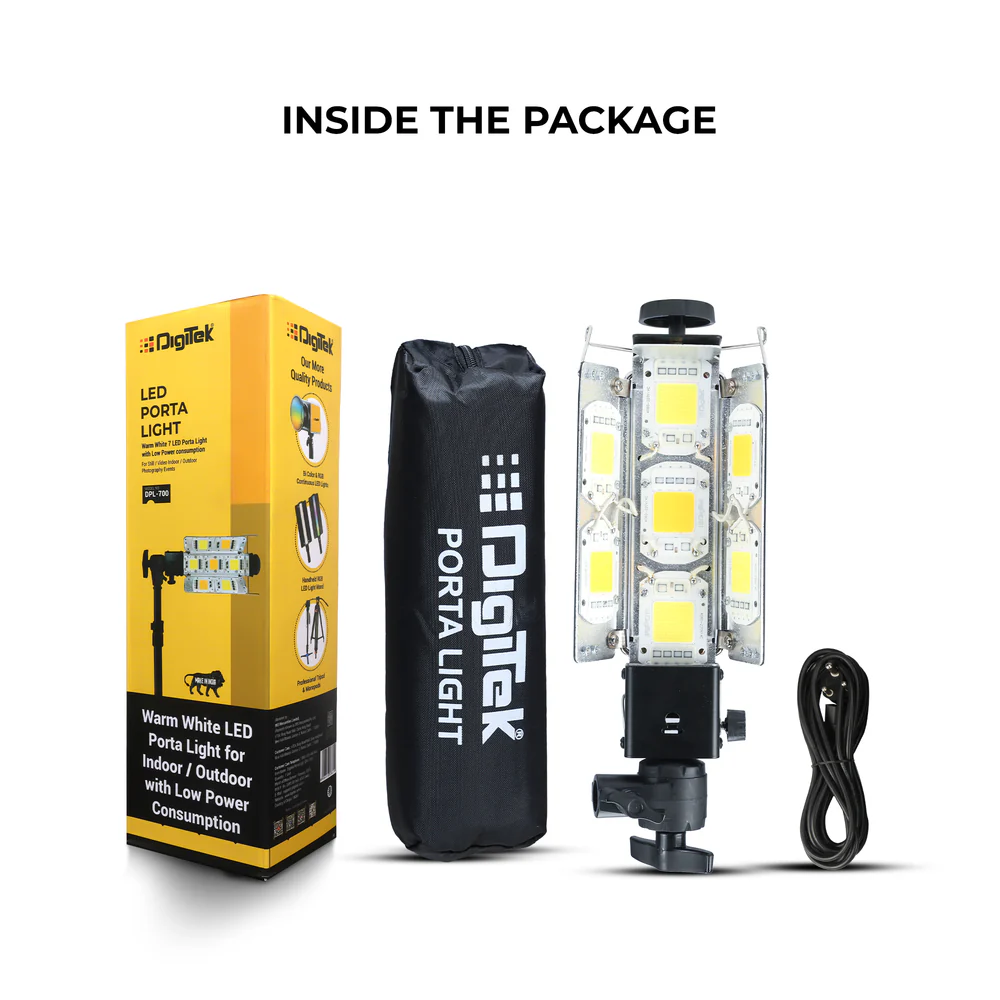 Digitek (DPL 700) Porta Light with 7 COB LED Warm White Light for Low Power Consumption for Camera Lighting in Photography & Video Shoot - Image 8