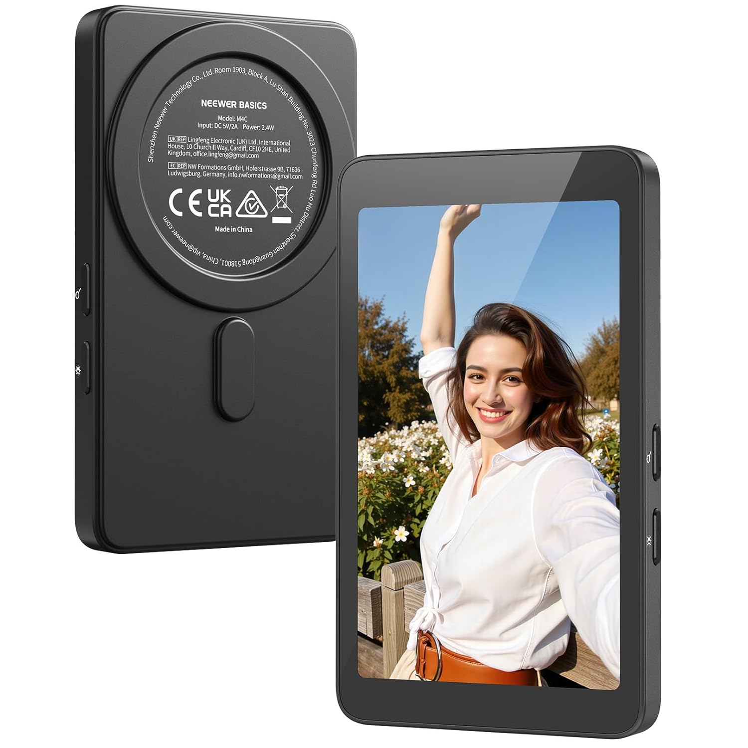 NEEWER 4" Magnetic Vlog Selfie Monitor Screen, 4K 120fps Wired Recording for DP Enabled Phone, Back Camera M4C - Image 1