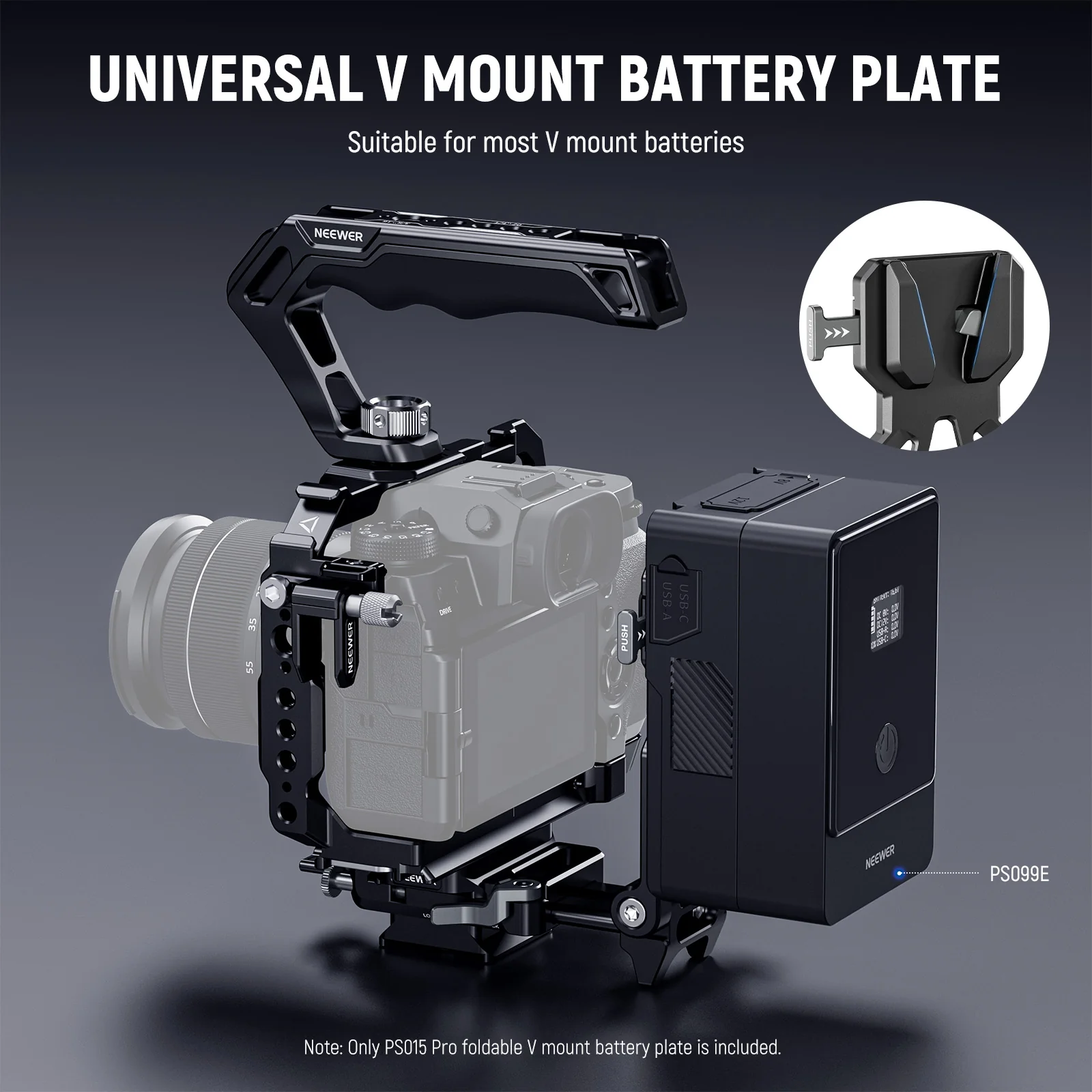 NEEWER PS015 Pro Foldable V Mount Battery Plate - Image 2