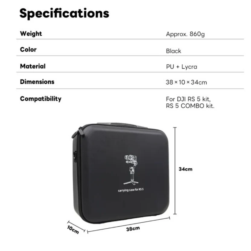 Carrying Case for DJI RS 5 Stabilizer Shockproof Travel Case - Image 3