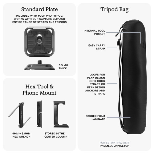 Peak Design Pro Lite Carbon Fiber Tripod with Ball Head (Black) - Image 8