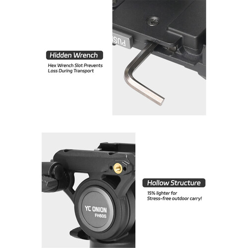 YC Onion Tako Tripod with 52mm Bowl Head & FH60S Fluid Head - Image 9