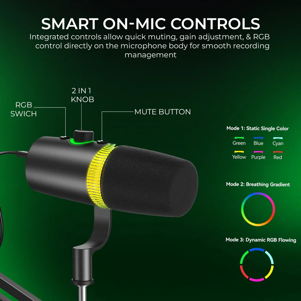 Digitek (DM 701) RGB USB Professional Dynamic Podcast Microphone - Image 6
