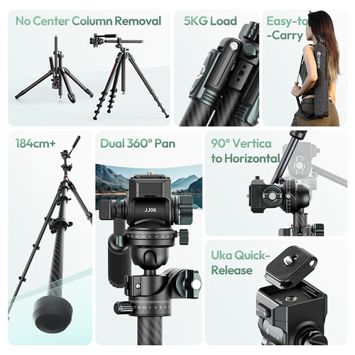 ULANZI JJ06 GlideGo Carbon Fiber Video Tripod - Image 15