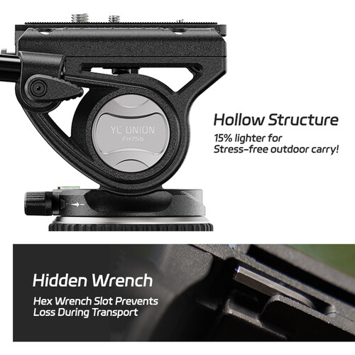 YC Onion Pineta Peak Tripod with Rubber Feet & FH75S Head - Image 7