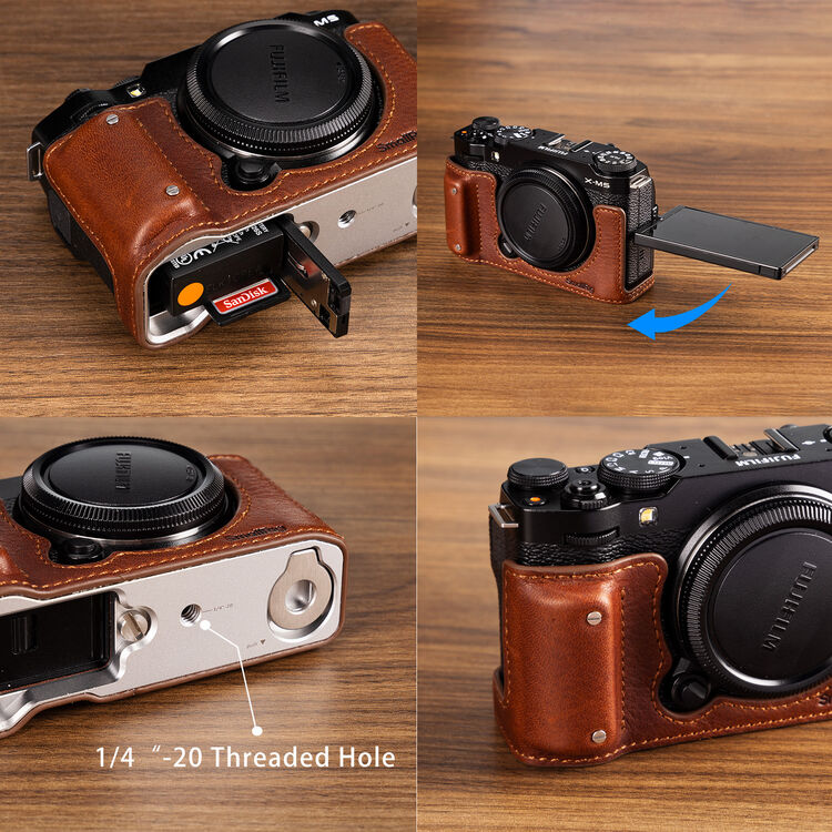 SmallRig Leather Half Case Kit for FUJIFILM X-M5 (Brown) - Image 2