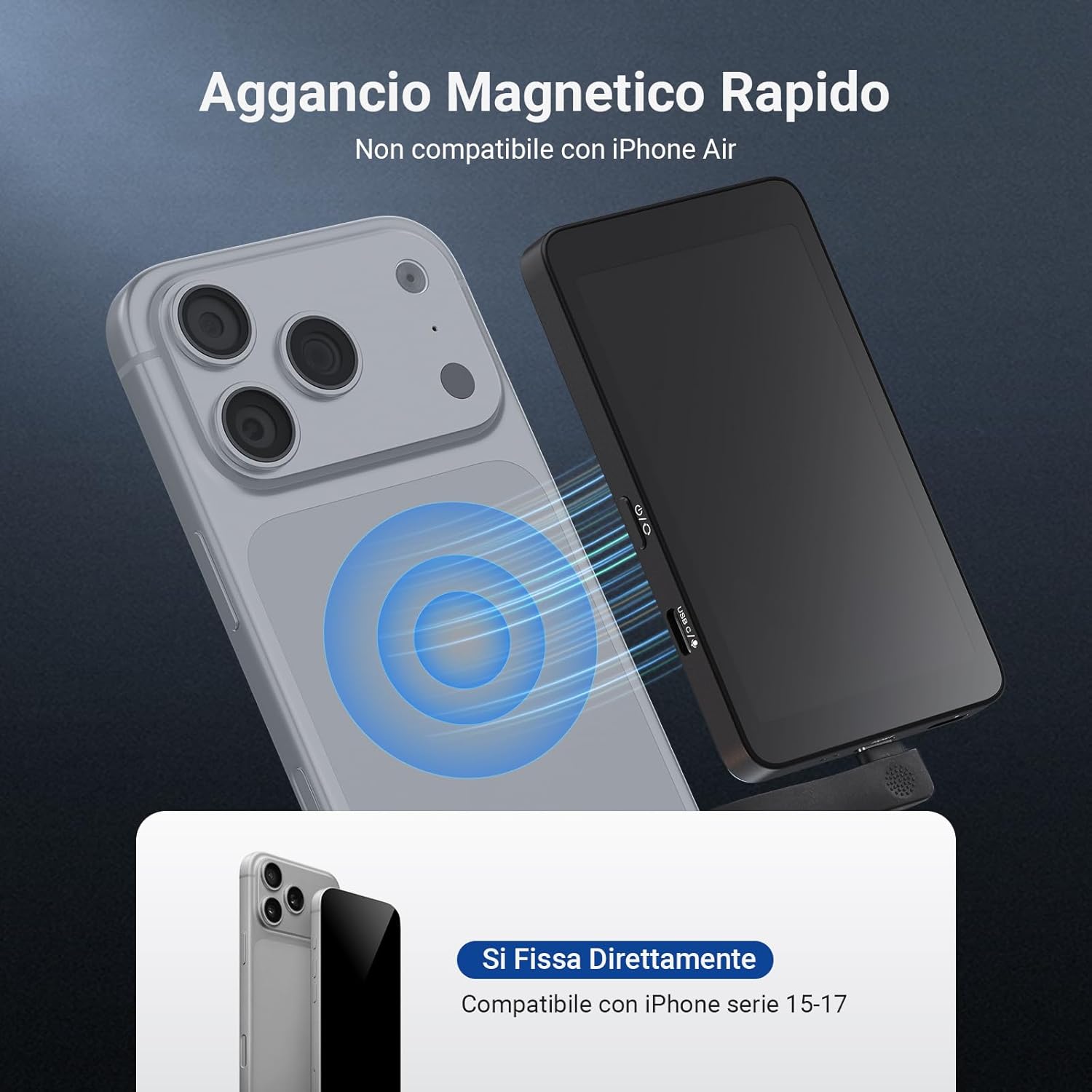 NEEWER 4" Magnetic Vlog Selfie Monitor Screen, 4K 120fps Wired Recording for DP Enabled Phone, Back Camera M4C - Image 4