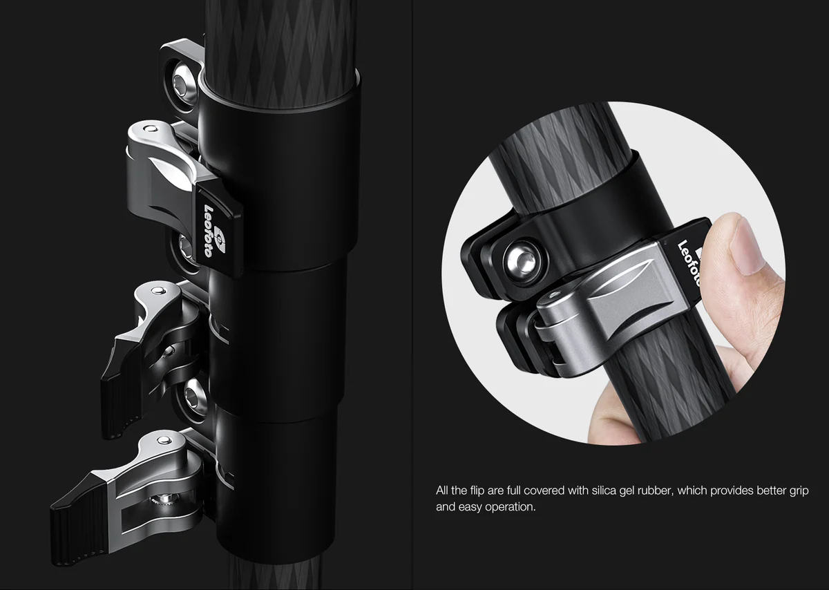 Leofoto LMR-364C Flip Lock Tripod with 75mm Video Bowl+Platform and Bag - Image 9