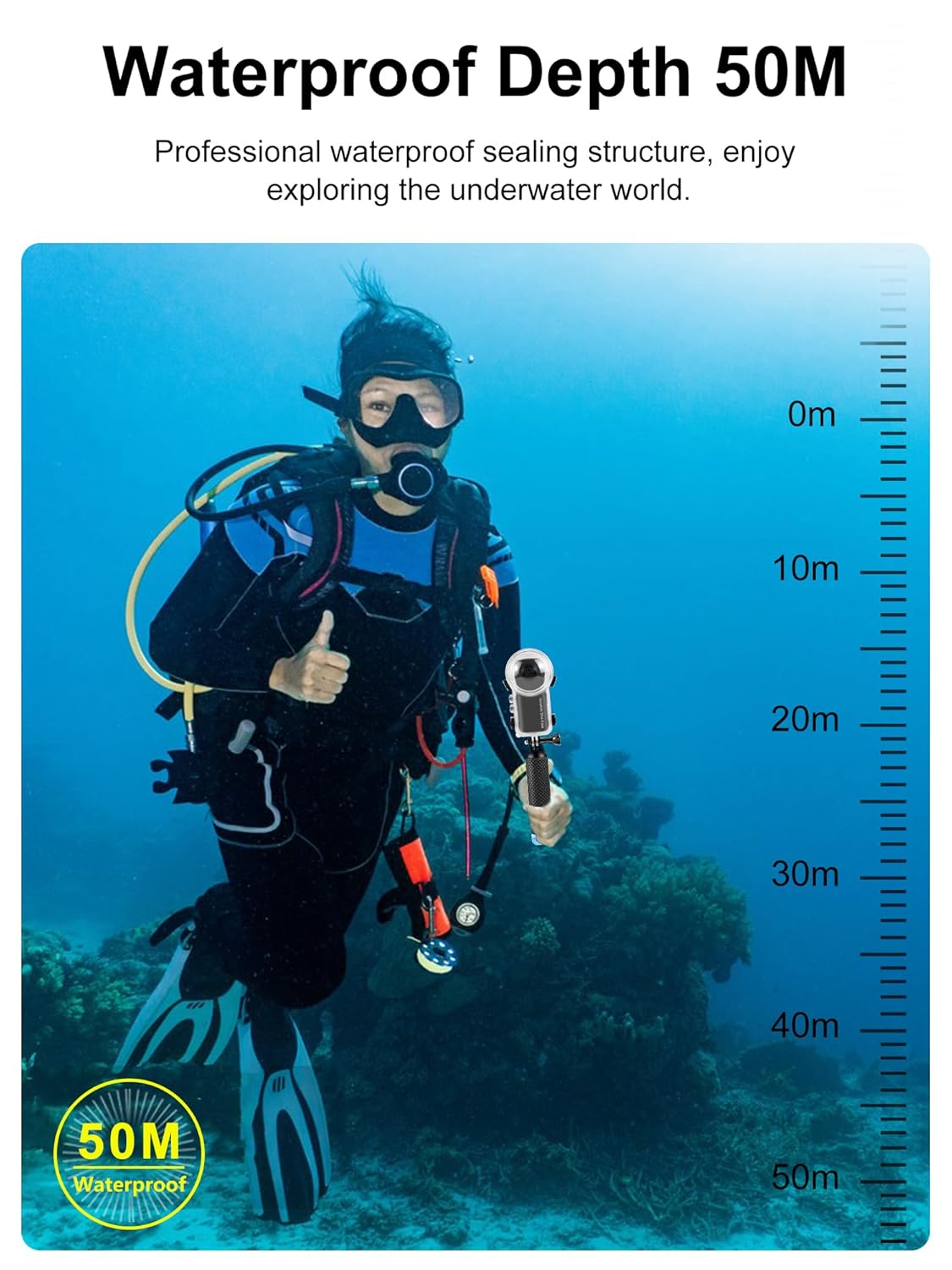 PULUZ Invisible Dive Housing Case for insta360 X3, 50m/164ft Waterproof Case - Image 5