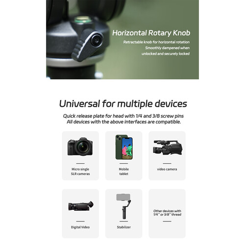 YC Onion Tako Tripod with 52mm Bowl Head & FH60S Fluid Head - Image 10