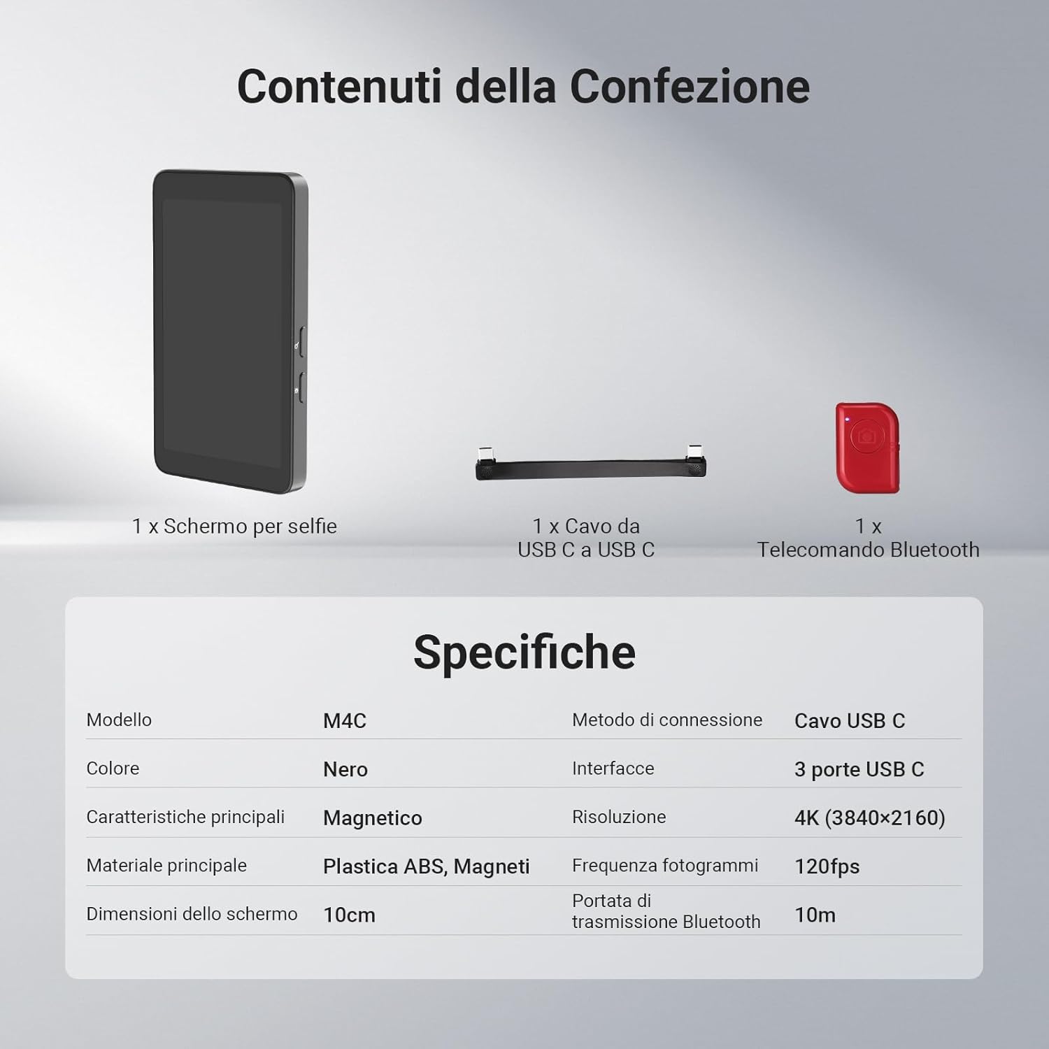 NEEWER 4" Magnetic Vlog Selfie Monitor Screen, 4K 120fps Wired Recording for DP Enabled Phone, Back Camera M4C - Image 8