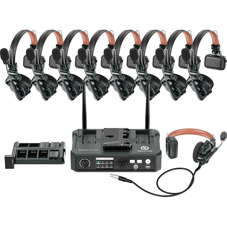 Hollyland Solidcom C1 Pro-Hub8S ENC 9-Person Full-Duplex Wireless Intercom System with Hub (1.9 GHz) - Image 1