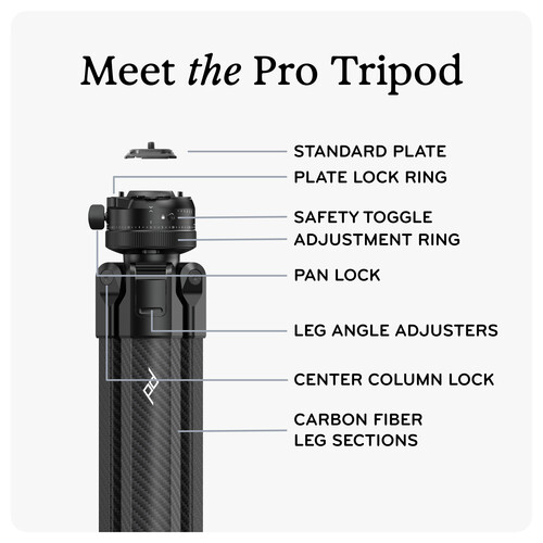 Peak Design Pro Tall Carbon Fiber Tripod with Ball Head (Black) - Image 10