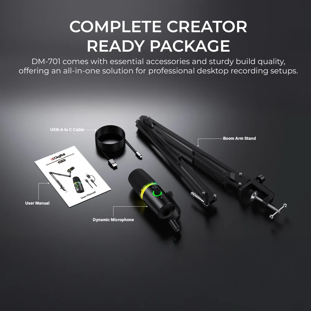 Digitek (DM 701) RGB USB Professional Dynamic Podcast Microphone - Image 8