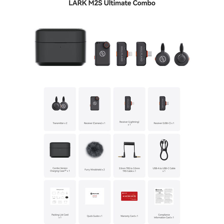 Hollyland Lark M2S Ultimate Combo Wireless Lavalier Mic for iPhone/Camera/Android/PC, 7g Titanium Clip Mic with 3-Lv Noise Cancel, 300m Range for YouTube Podcast Vlog(Camera RX+USB-C RX+Lightning RX) Hollyland Lark M2S Ultimate Combo Wireless Lavalier Mic for iPhone/Camera/Android/PC, 7g Titanium Clip Mic with 3-Lv Noise Cancel, 300m Range for YouTube Podcast Vlog(Camera RX+USB-C RX+Lightning RX) - Image 2