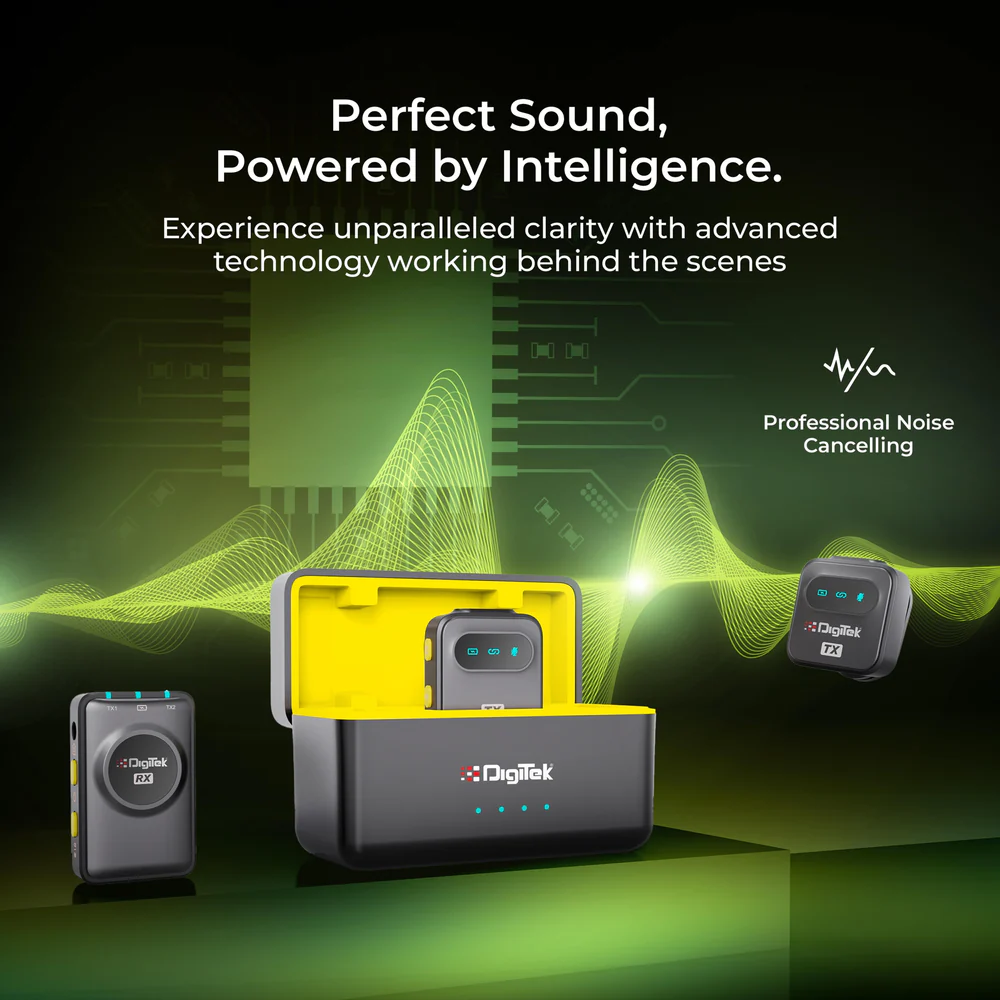 Digitek® (DWM-118) 2-in-1 Wireless Microphone, 50m Range, Noise Reduction, 7Hr Battery, Plug & Play, C-to-C & C-to-LTC Converter, iOS/Android/DSLR Compatible - for Vlogging/Interview/Video Shooting - Image 8