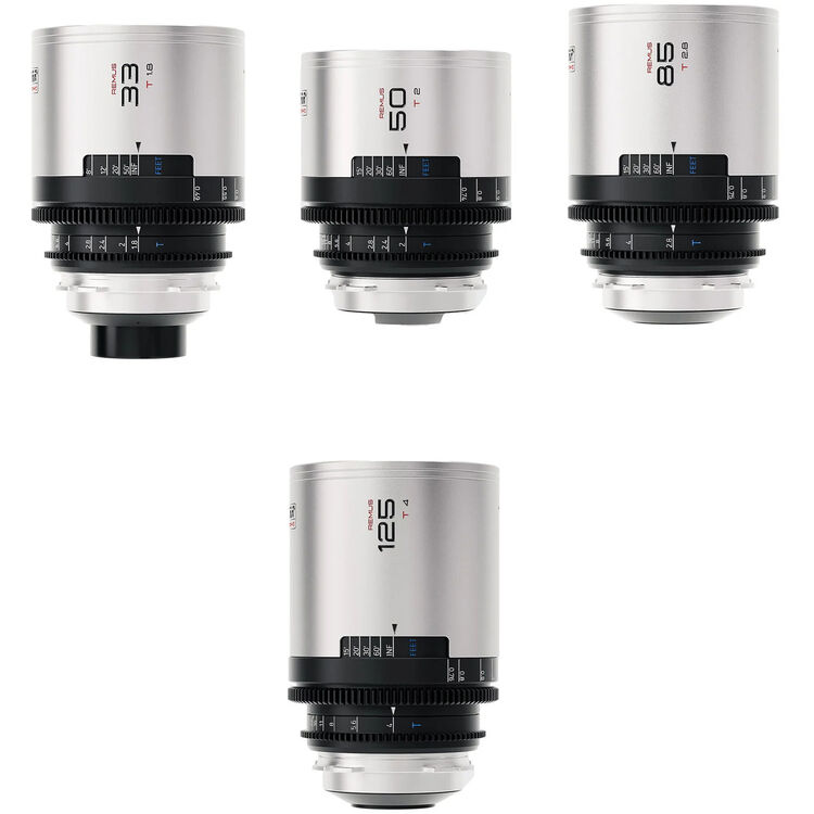 BLAZAR LENS Remus 1.5x Full-Frame Anamorphic 33, 50, 85, and 125mm 4-Lens Set (ARRI PL, Silver Flare) - Image 1