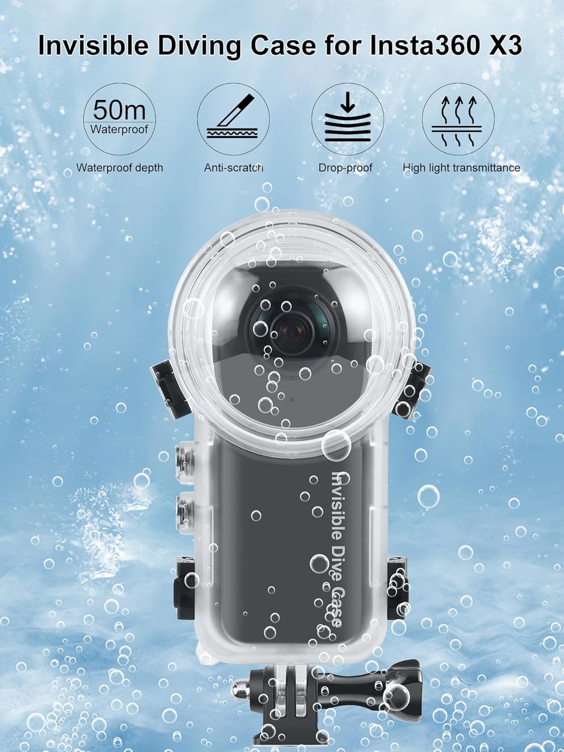PULUZ Invisible Dive Housing Case for insta360 X3, 50m/164ft Waterproof Case - Image 7
