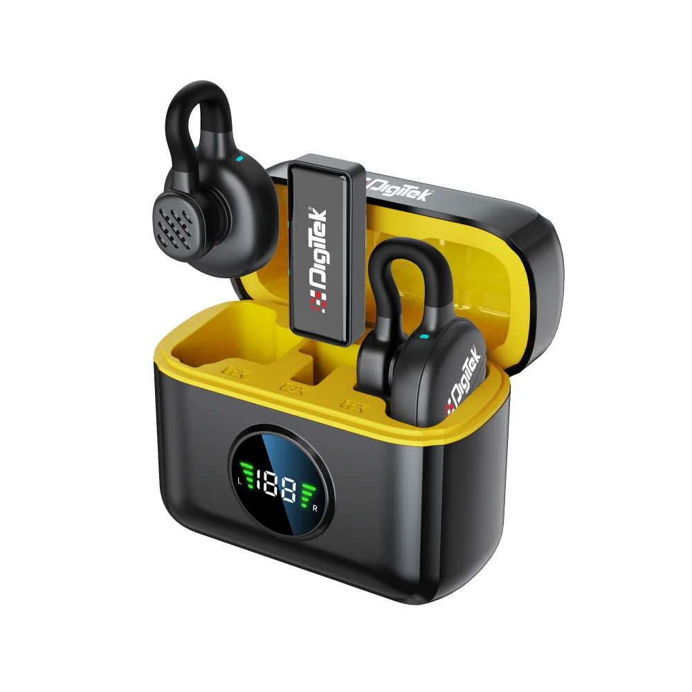 Digitek (DWM 119) 2-in-1 Wireless Microphone, 2.4G Mic with 30m Range, 6Hr Battery, Noise Cancellation & Power Indicator, for iPhone & Android Smartphones, Ideal for Vlogging, Live Streaming & Interviews - Image 1