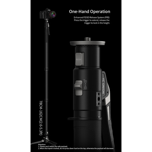 YC Onion Pineta Pro Carbon Fiber Monopod with FH60S Fluid Head - Image 8