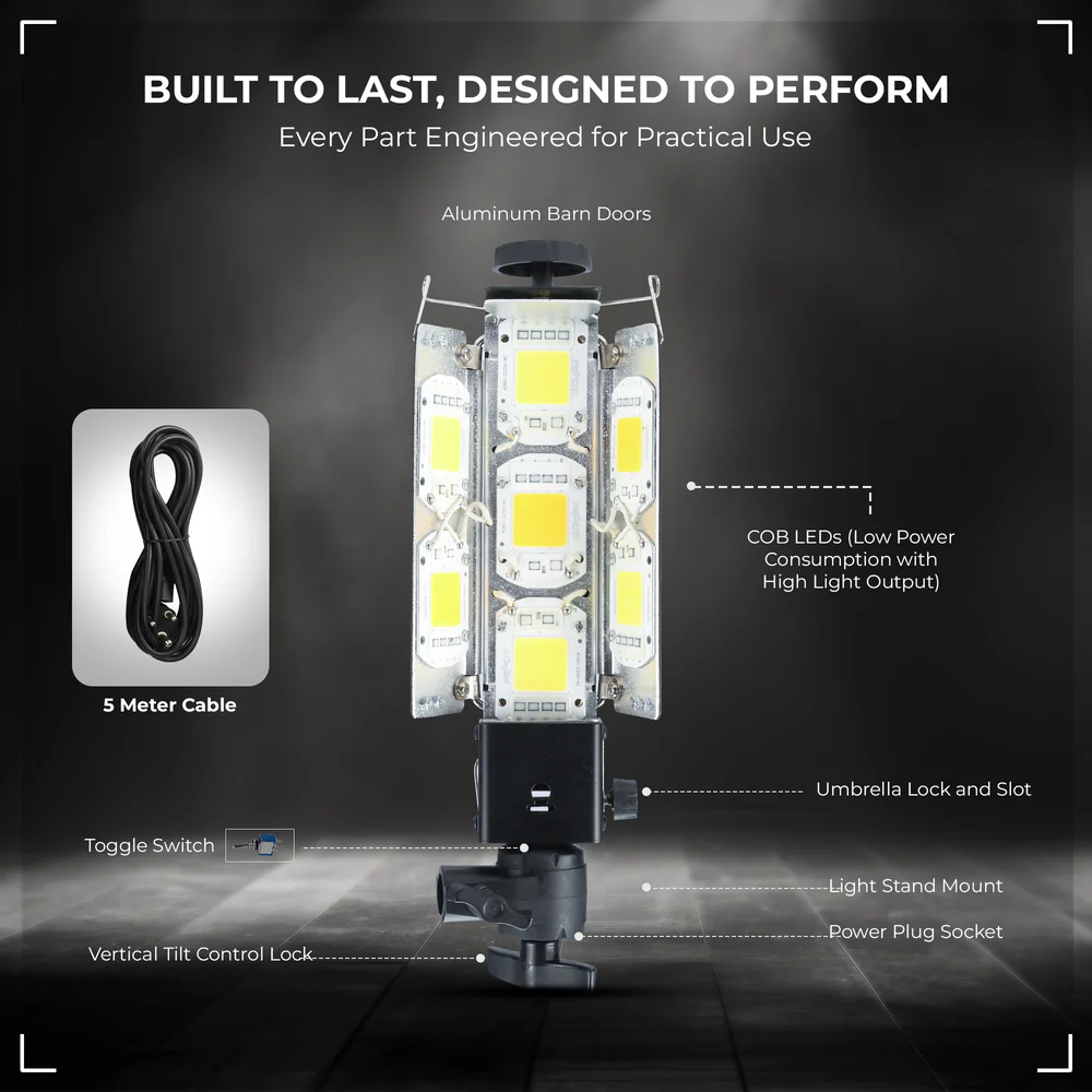 Digitek (DPL 700) Porta Light with 7 COB LED Warm White Light for Low Power Consumption for Camera Lighting in Photography & Video Shoot - Image 3