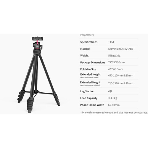 ULANZI Select TT51 Portable Tripod Stand with 360° Rotable Ball Head - Image 12