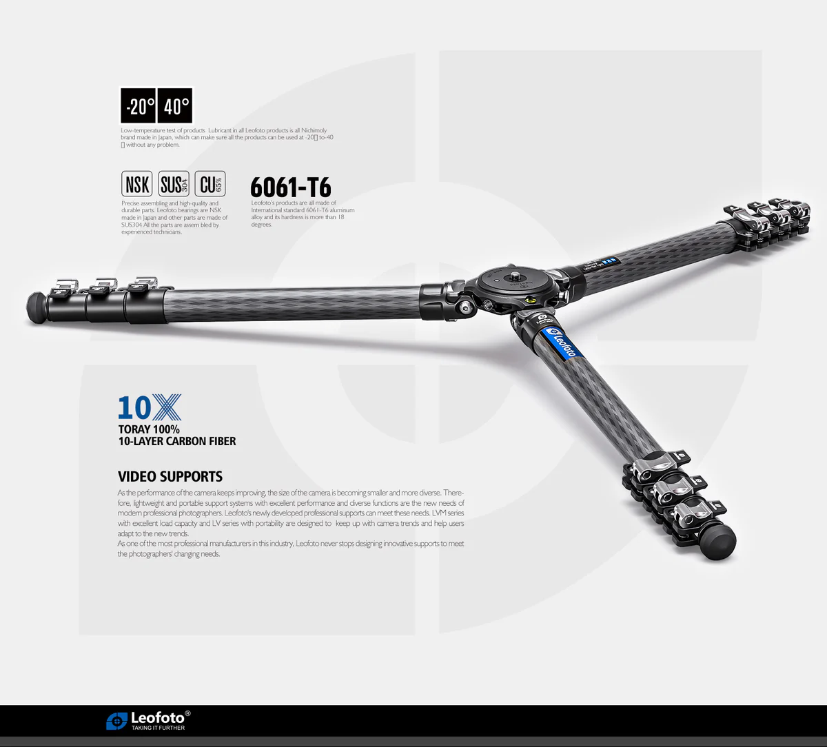 Leofoto LMR-364C Flip Lock Tripod with 75mm Video Bowl+Platform and Bag - Image 8