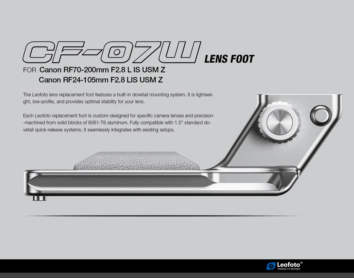 Leofoto CF-07/W Replacement Foot for Canon RF70-200mm F2.8 L IS USM Z / RF24-105mm F2.8 LIS USM Z - Image 2
