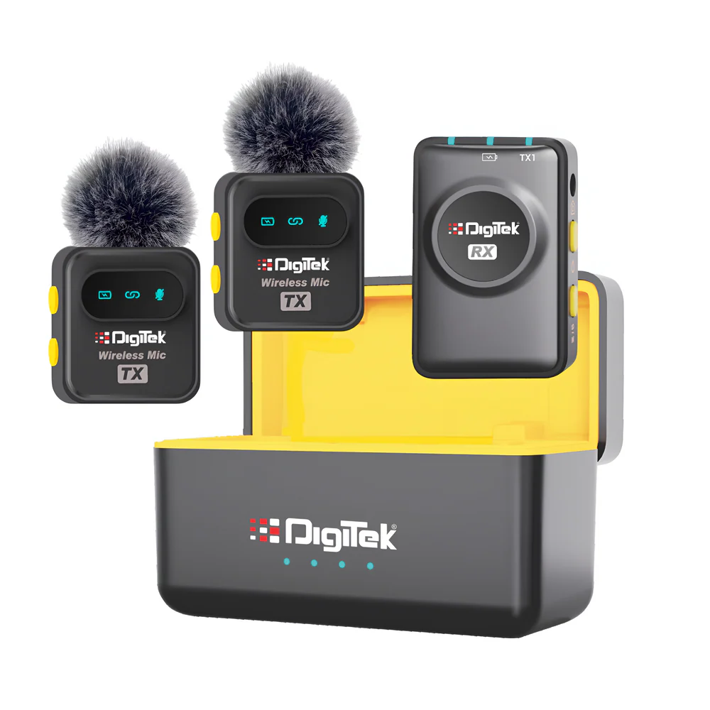 Digitek® (DWM-118) 2-in-1 Wireless Microphone, 50m Range, Noise Reduction, 7Hr Battery, Plug & Play, C-to-C & C-to-LTC Converter, iOS/Android/DSLR Compatible - for Vlogging/Interview/Video Shooting - Image 1