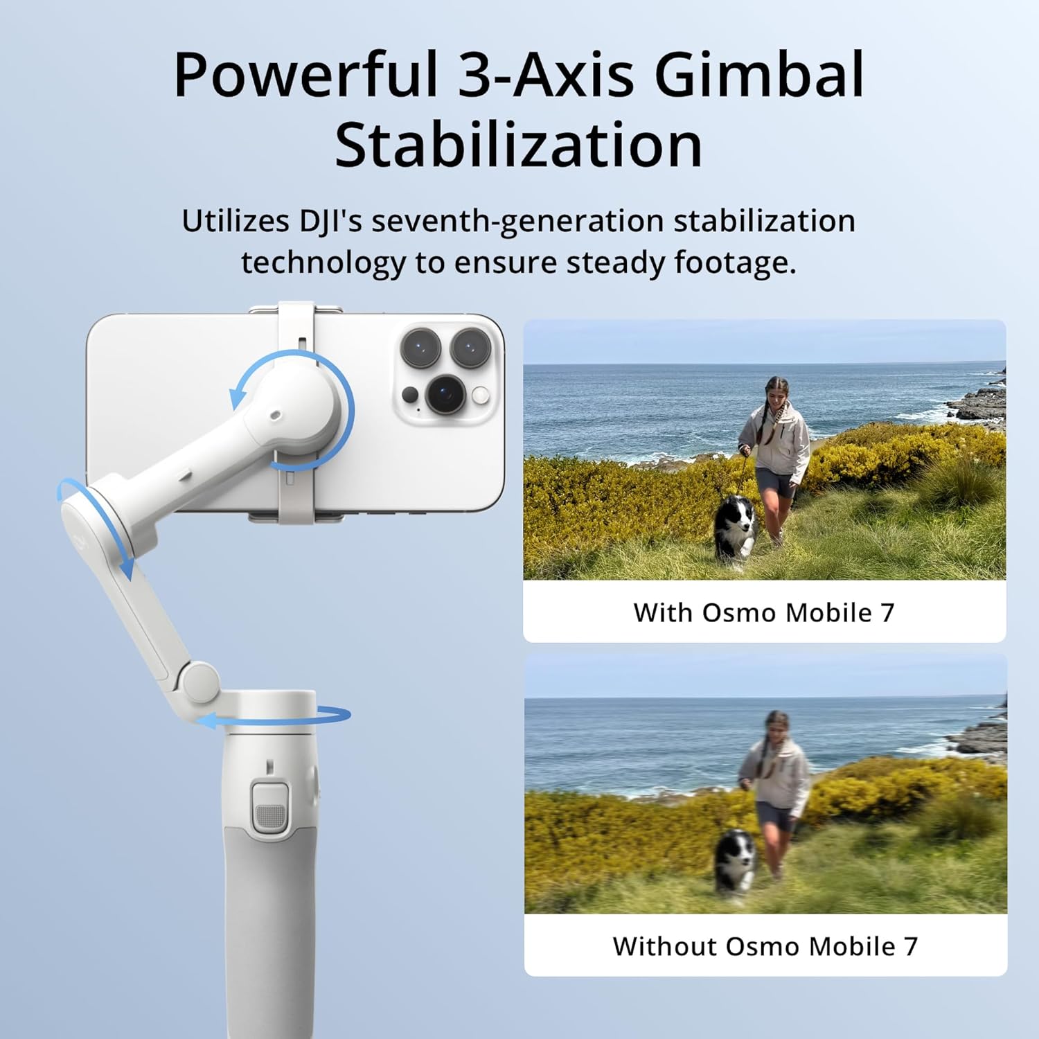 DJI Osmo Mobile 7 Gimbal Stabilizer for iPhone, Android, Built-in Tripod, Ultra-Light, 3-Axis Phone Gimbal,Activetrack 7.0,One-Tap Edit,Phone Charging Vlogging Stabilizer YouTube Video, White DJI Osmo Mobile 7 Gimbal Stabilizer for iPhone, Android, Built-in Tripod, Ultra-Light, 3-Axis Phone Gimbal,Activetrack 7.0,One-Tap Edit,Phone Charging Vlogging Stabilizer YouTube Video, White - Image 2