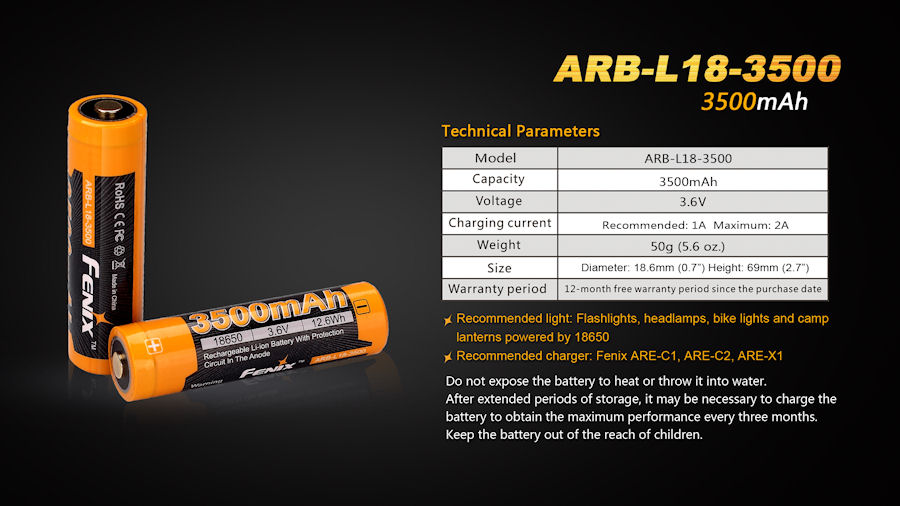 Fenix ARB-L18-3500 Rechargeable 18650 Battery - Image 4
