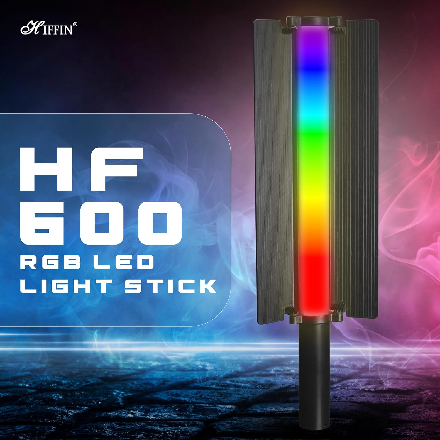 HIFFIN (HF-600 RGB) Portable Light Wand Handheld RGB LED Stick Light for Photography, 2500K-9900K Adjustable, 24 Fx Light Effect, Power 24W, Barndoor, 5200mah in Built Battery - Image 2
