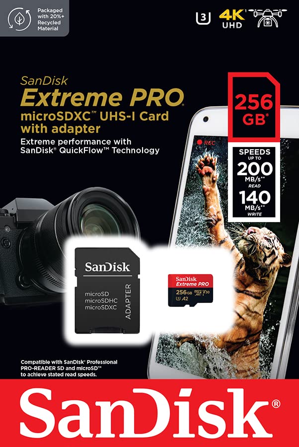 SanDisk Extreme Pro 256GB microSDXC UHS-I, V30, 200MB/s Read, 140MB/s Write, Memory Card for 4K Video on Smartphones, Action Cams and Drones SanDisk Extreme Pro 256GB microSDXC UHS-I, V30, 200MB/s Read, 140MB/s Write, Memory Card for 4K Video on Smartphones, Action Cams and Drones - Image 6