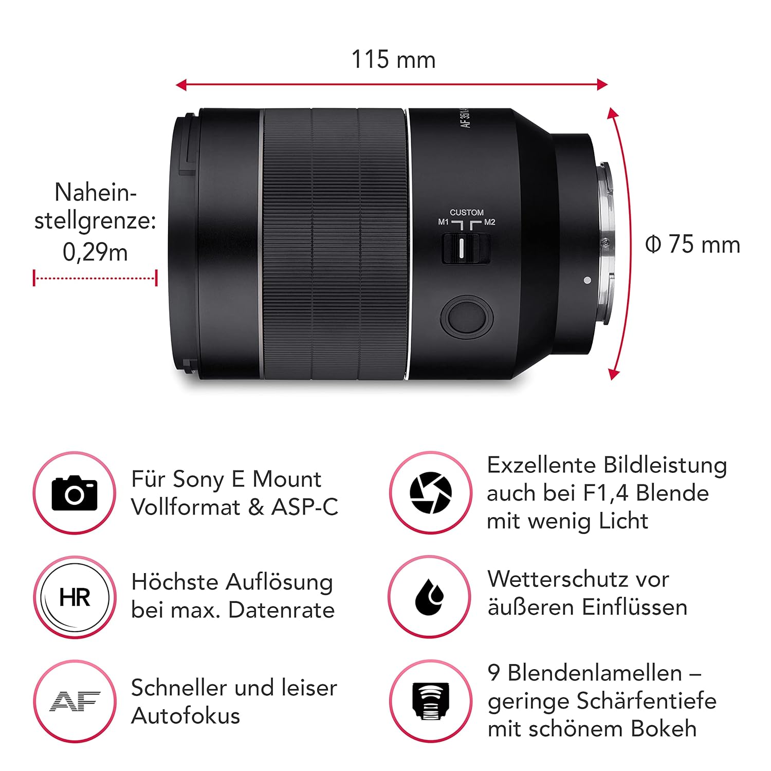 Samyang AF 35mm F1.4 FE II Sony E Autofocus Lens,23225 (Black) - Image 3